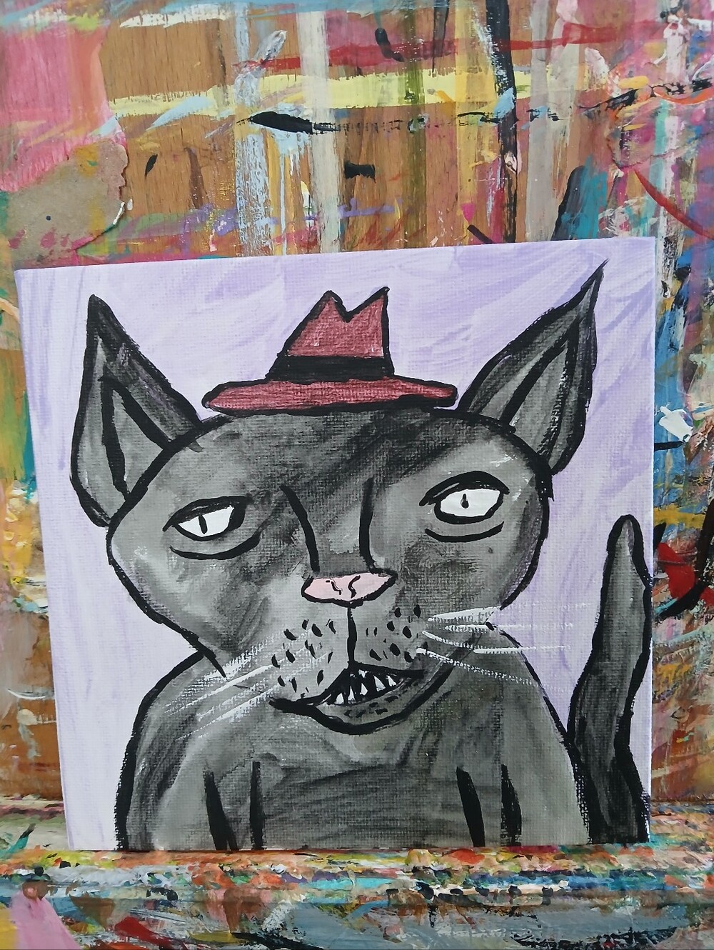Cat Folk Art Painting